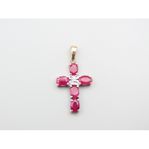 87 - Ruby and Diamond Set 9 Carat Gold Necklace Pendant