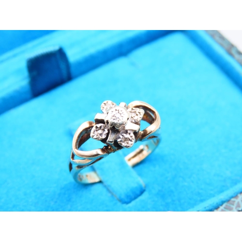 92 - Diamond Set Ladies Cluster Ring Mounted on 9 Carat Yellow Gold Band Ring Size M