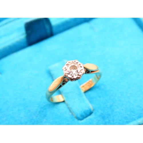 95 - Diamond Solitaire Ring Set in Platinum Mounted on 18 Carat Yellow Gold Band Ring Size L Diamond 0.7 ... 