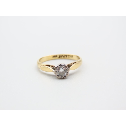 95 - Diamond Solitaire Ring Set in Platinum Mounted on 18 Carat Yellow Gold Band Ring Size L Diamond 0.7 ... 