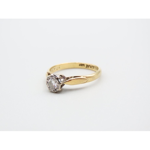 95 - Diamond Solitaire Ring Set in Platinum Mounted on 18 Carat Yellow Gold Band Ring Size L Diamond 0.7 ... 