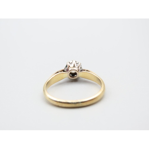 95 - Diamond Solitaire Ring Set in Platinum Mounted on 18 Carat Yellow Gold Band Ring Size L Diamond 0.7 ... 