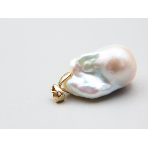 96 - Natural Pearl Pendant Set with 9 Carat Yellow Gold Bale