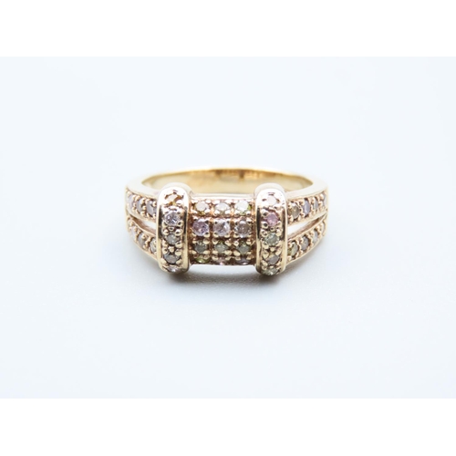 99 - Ladies Diamond, Peridot, Pink Sapphire Gemstone Set Ladies Ring Mounted on 9 Carat Yellow Gold Ring ... 