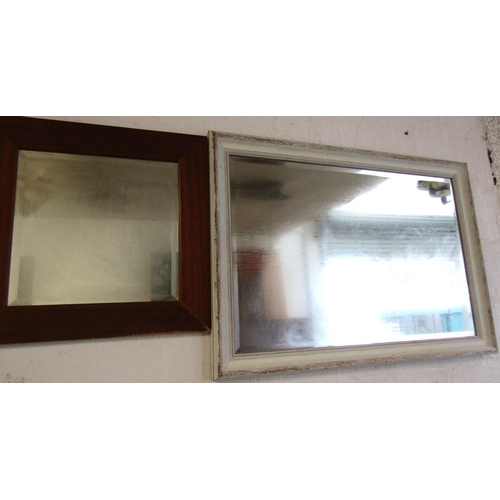10 - Cream Painted Rectangular Form Wall Mirror and Another Square Form Example Largest Approximately 32 ... 