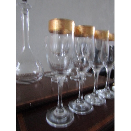 101 - Baccarat Crystal Decanter with Matching Goblets and Champagne Flutes Gilded Rims Quantity as Photogr... 