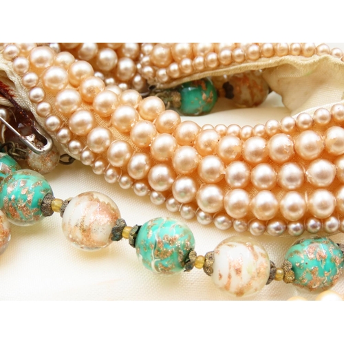 1030 - Three Ladies Necklaces Vintage Attractively Detailed Including Single Strand Pearl Example