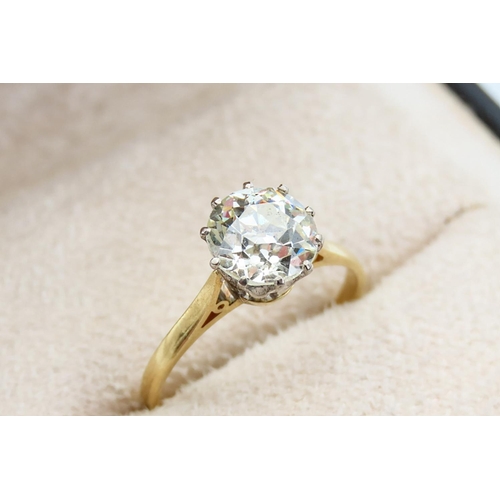 1032 - Edwardian Solitaire Diamond Ring Circa 1910 Transitional Cut Diamond Fine 18 Carat Yellow Gold and P... 