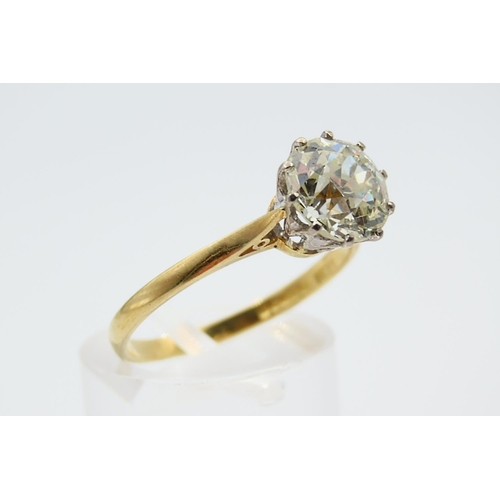 1032 - Edwardian Solitaire Diamond Ring Circa 1910 Transitional Cut Diamond Fine 18 Carat Yellow Gold and P... 