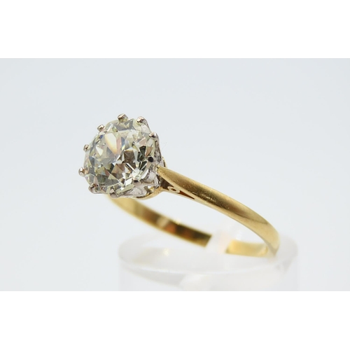 1032 - Edwardian Solitaire Diamond Ring Circa 1910 Transitional Cut Diamond Fine 18 Carat Yellow Gold and P... 