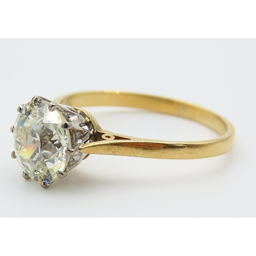 1032 - Edwardian Solitaire Diamond Ring Circa 1910 Transitional Cut Diamond Fine 18 Carat Yellow Gold and P... 