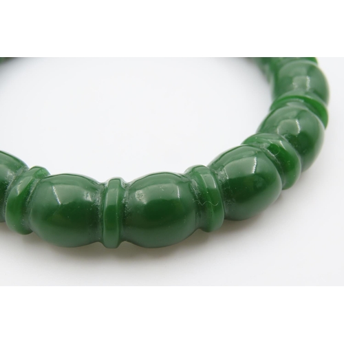 1075 - Unusual Apple Jade Polished and Carved Bangle Attractively Set Inner Diameter 6cm