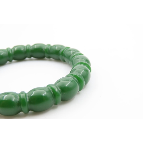 1075 - Unusual Apple Jade Polished and Carved Bangle Attractively Set Inner Diameter 6cm