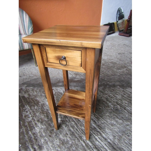 108 - Hardwood Square Form Occasional Table Approximately 26 Inches High x 10 Inches Wide