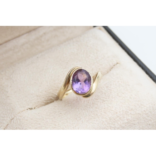 1082 - Amethyst Center Stone Ring Mounted on 9 Carat Golds Band