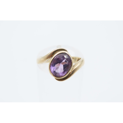 1082 - Amethyst Center Stone Ring Mounted on 9 Carat Golds Band