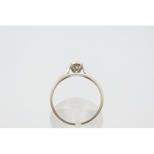 1083 - Diamond Solitaire Ring Mounted on 9 Carat White Gold Band Cluster Surround Ring Size P