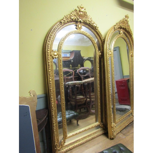 109 - Large Gilded Mirror Arch Top Upper Cartouche Decoration Approximately 7ft High x 3ft 2 Inches Wide