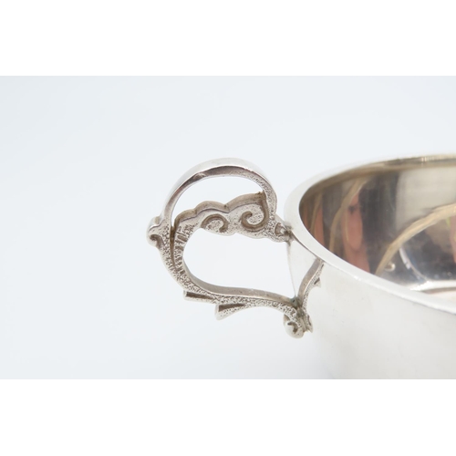 1096 - Silver Taster Twin Handled Scroll Detailing 8cm Diameter 3cm High