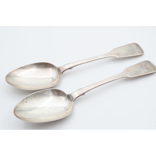 1098 - Pair of Silver Fiddle Pattern Serving Spoons Each 22cm Long