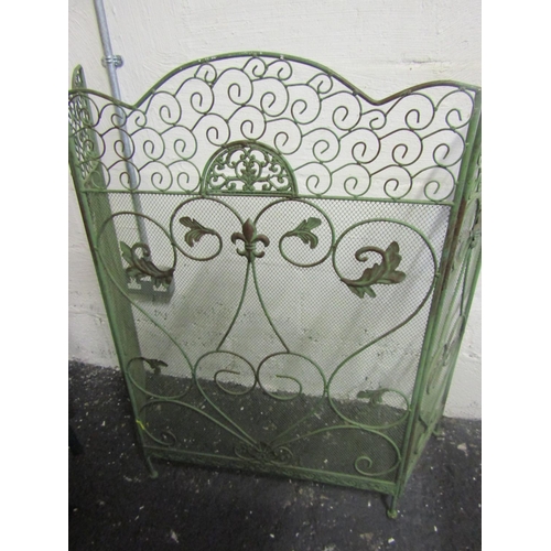 11 - Wrought Metal Folding Fire Guard with Scroll and Leaf Motif Decoration Extending to Approximately 42... 