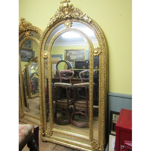 110 - Matching Large Gilded Mirror Arch Top Upper Cartouche Decoration Approximately 7ft High x 3ft 2 Inch... 