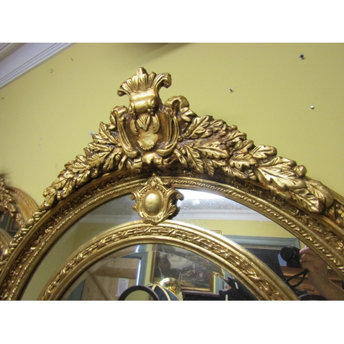 110 - Matching Large Gilded Mirror Arch Top Upper Cartouche Decoration Approximately 7ft High x 3ft 2 Inch... 