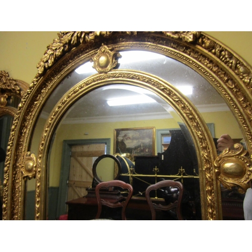 110 - Matching Large Gilded Mirror Arch Top Upper Cartouche Decoration Approximately 7ft High x 3ft 2 Inch... 