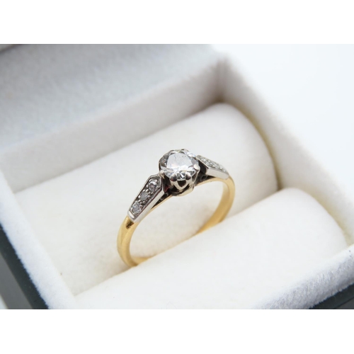 1101 - 18 Carat Yellow Gold and Platinum Set Diamond Solitaire Ring Size J Further Diamond Decoration to Sh... 