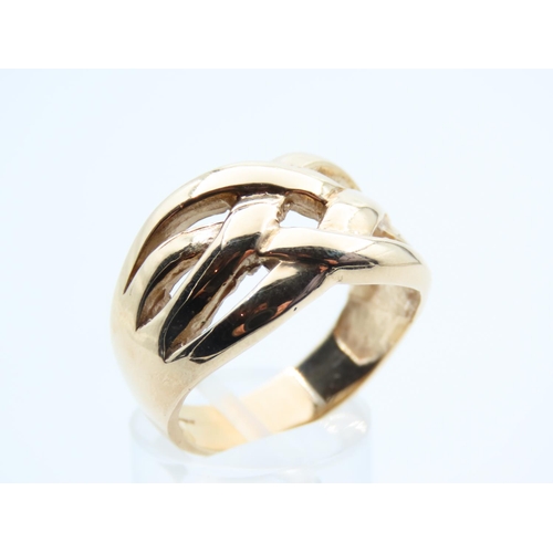 1102 - Gentleman's 9 Carat Yellow Gold Ring Size V Approximately 12mm Wide at Furthest Point