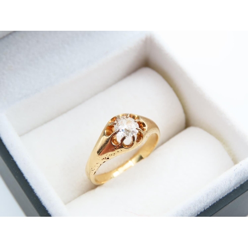 1104 - Diamond Solitaire Ring Mounted on 18 Carat Yellow Gold Band  Ring Size O Approximately