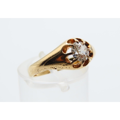 1104 - Diamond Solitaire Ring Mounted on 18 Carat Yellow Gold Band  Ring Size O Approximately