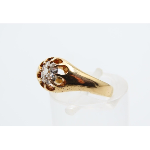 1104 - Diamond Solitaire Ring Mounted on 18 Carat Yellow Gold Band  Ring Size O Approximately