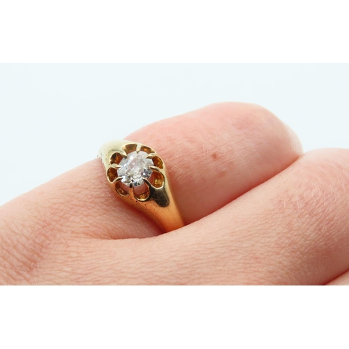 1104 - Diamond Solitaire Ring Mounted on 18 Carat Yellow Gold Band  Ring Size O Approximately