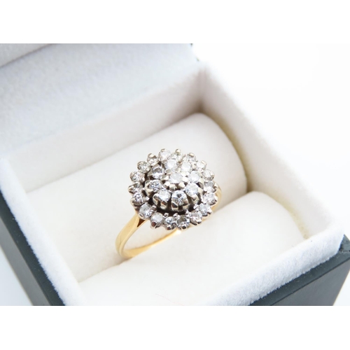 1105 - Diamond Cluster Ring MOunted on 18 Carat Gold Band Ring Size O