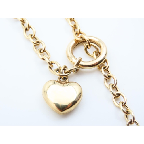 1111 - 9 Carat Yellow Gold T-Bar Necklace with Heart Motif Locket 40cm Long