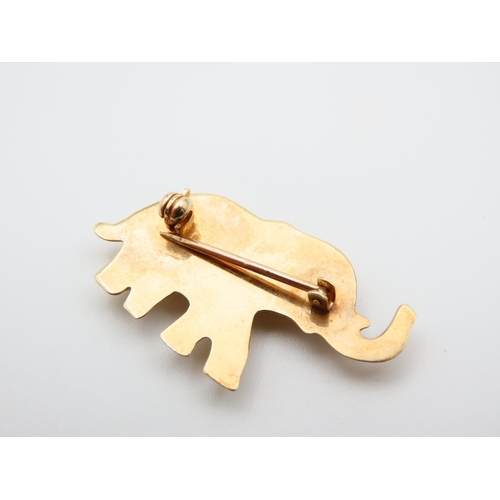 1119 - Elephant Motif 9 Carat Yellow Gold Brooch 2.5cm Wide