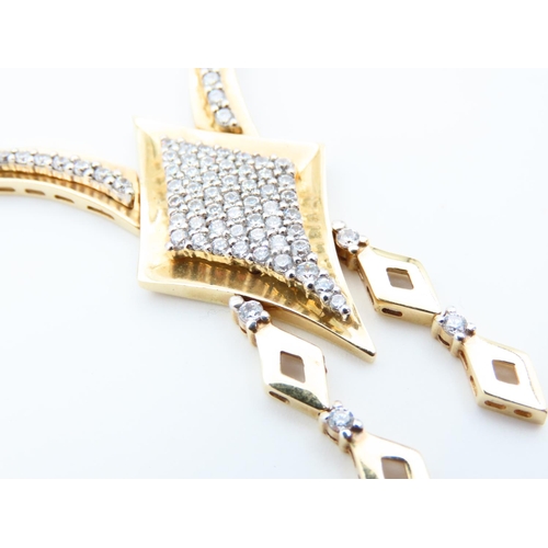 1124 - Gemset 14 Carat Yellow Gold Panel Link Ladies Necklace Attractively Detailed 40cm Long Weight 24 Gra... 