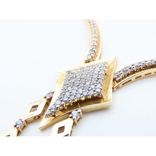 1124 - Gemset 14 Carat Yellow Gold Panel Link Ladies Necklace Attractively Detailed 40cm Long Weight 24 Gra... 