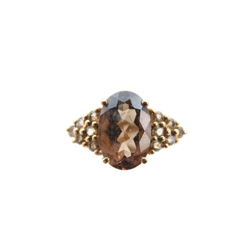 1126 - Smokey Quartz 9 Carat Yellow Gold Ring Size O and a Half