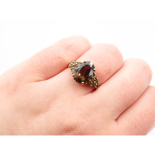 1126 - Smokey Quartz 9 Carat Yellow Gold Ring Size O and a Half