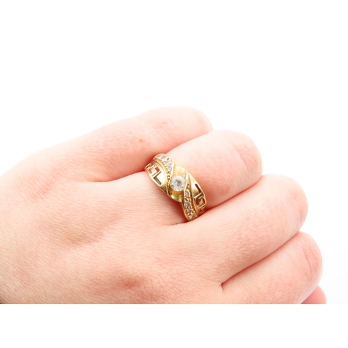 1127 - Diamond Centre Stone Ring Mounted on 18 Carat Yellow Gold Band with Further Diamond Decoration to Sh... 