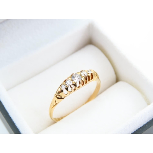 1128 - Five Stone Diamond Ring Mounted on 18 Carat Yellow Gold Band Ring Size R