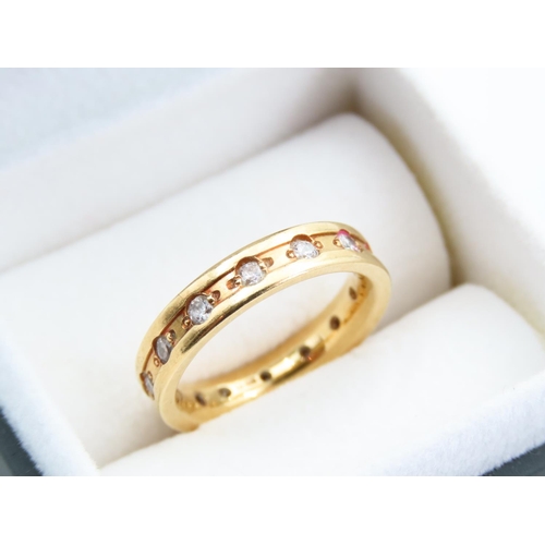 1130 - 18 Carat Yellow Gold Diamond Set Full Eternity Ring Diamonds Rub Over Setting Ring Size K