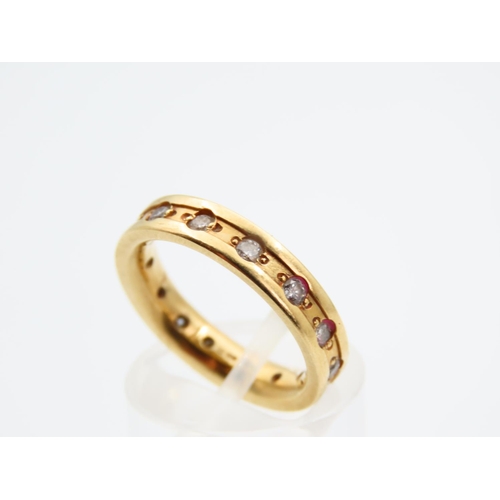 1130 - 18 Carat Yellow Gold Diamond Set Full Eternity Ring Diamonds Rub Over Setting Ring Size K