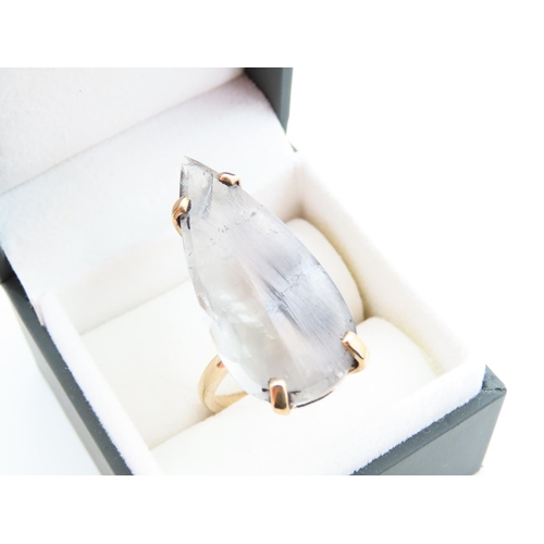 1137 - Vintage Quartz Statement Ring 4 Claw Set on 9 Carat Gold Band