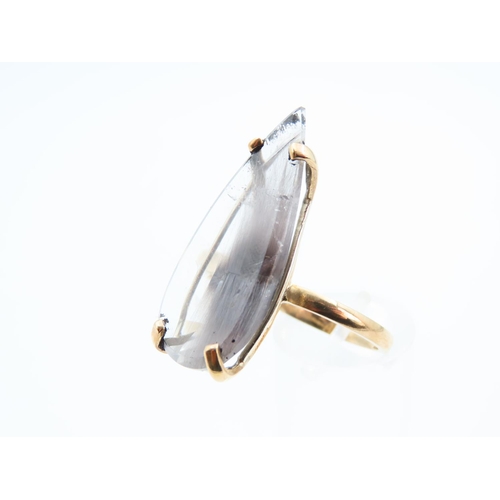 1137 - Vintage Quartz Statement Ring 4 Claw Set on 9 Carat Gold Band