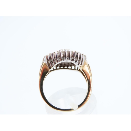 1140 - Diamond Cluster Ring Radiating Circular Form Mounted on 9 Carat Yellow Gold Band Further Diamond Dec... 