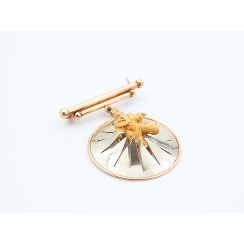 1145 - 9 Carat Yellow and White Gold Circus Clown Motif Ladies Brooch with Hanging Bar Attractively Detaile... 