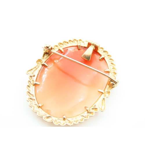 1148 - 9 Carat Yellow Gold Brooch 5cm High Attractively Detailed Surround with Pendant Fitting Verso